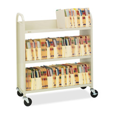 Bretford L330 Book Truck, 3 Slant Shelves, 36'' x 14'' x 43'', Putty Beige, BREL330, BRE L330