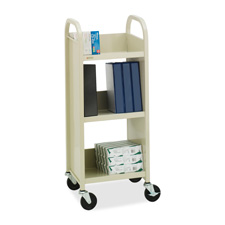 Bretford L33017PB Book/Equipment Cart, 3 Slant Shelves, 17'' x 14'' x 43'', Putty/Blue