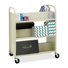 Bretford V336 Book Utility Cart, 3 Slant Shelves, 36'' x 18'' x 43'', Putty Beige, BREV336, BRE V336