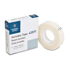 Business Source 43571 Invisible Tape, Refill, 1'' Core, 1/2'' x 1296'', Clear, BSN43571, BSN 43571