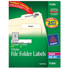Labels, AVE 75366 Avery TrueBlock Tech. Lsr/Inkjt File Folder Labels AVE75366