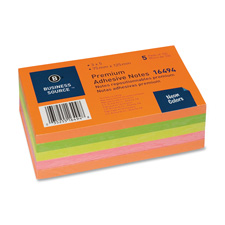 BSN 16494 Bus. Source Neon Repostionable Adhesive Notes BSN16494