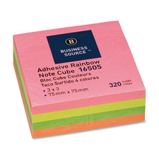 BSN 16504 Bus. Source Rainbow Adhesive Note Cubes BSN16504