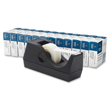 Business Source 32948 Invisible Tape, w/ Dispenser, 3/4'' x 1000'', 12 Rolls, 1 BK Disp., BSN32948, BSN 32948