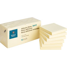Business Source 36610 Adhesive Notes, 100 Sheets, 1-1/2'' x 2'', 12/PK, Yellow