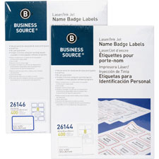 Business Source 26145 Name Badge, Laser, 2-1/3'' x 3-3/8'', 400/PK, White/Red
