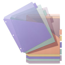 Business Source 32369 Poly Index Dividers, w/ Pocket, 8-1/2'' x 11'', 5-Tab, Multi
