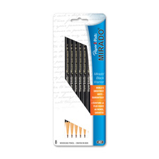 Woodcase Pencil, No. 2 Lead, Soft Eraser, 8/PK, Black