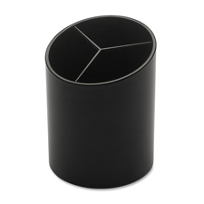 Business Source 32355 Large Pencil Cup, 3 Compartments, 3'' x 3'' x 4-1/8'', Black