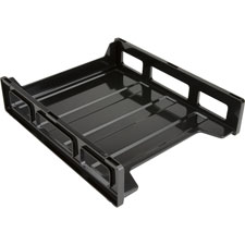 Business Source 62884 Letter Tray, Front Load, Stackable, 10-1/2'' x 12-1/2'' x 3'', Black