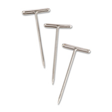 Business Source 32350 T-Pins, 9/16'' Head Width, 1-1/2'' Length, 100/BX, Silver