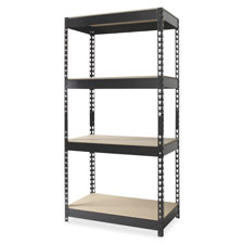 Hirsh Industries 17125 Fours-Shelf Unit, Steel, 30'' x 16'' x 60'', Black