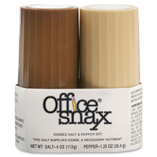 Office Snax 00057 Salt and Paper Shaker Set, Salt 4.0 oz., Pepper 1.5 oz.