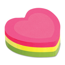 Redi Tag 41252 Paper Notes, Self-Adhesive, 3'' x 3'', 2-Tone Heart Cube