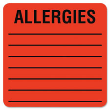 TAB 40560 Tabbies Square Allergies Labels TAB40560