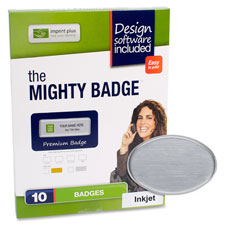 IPP 2952 Imprint Plus Oval Silver Inkjet Name Badges IPP2952