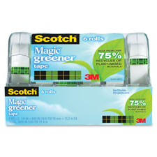 3M 123 Magic Tape, Eco-Friendly, 3/4'' x 600'', 144RL/CT, Clear