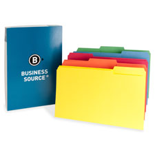 Business Source 65781 File Folders, Legal, 11PT, 1/3'' Cut, 100/BX, Assorted