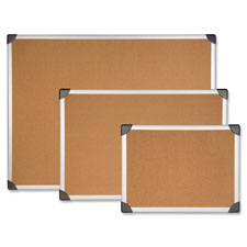 Lorell 19190 Cork Board, 2'x1-1/2', Aluminum, Silver/Brown