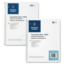 Business Source 10967 Wirebound Notebooks, 3-Hole, Colg Rule, 8-1/2'' x 11'', 80Shts, WE