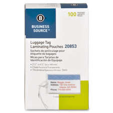 BSN 20853 Bus. Source Clear Laminating Luggage Tag Pouch BSN20853