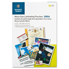 Business Source 20855 Laminating Pouch, Letter, 5Mil, 9'' x 11-1/2'', 50/BX, Clear