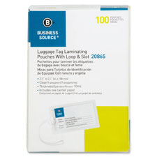 Business Source 20865 Laminating Pouch Tags w/Loop, 10Mil, 2 -1/4'' x 4-1/4'', 100/BX, CL