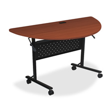 LLR 60665 Lorell 1/2 Round Cherry Flipper Training Table LLR60665