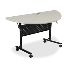 LLR 60671 Lorell 1/2 Round Silver Flipper Training Table LLR60671
