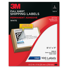 MMM 3200M 3M Perm. Full Sheet Inkjet White Adhesive Labels MMM3200M