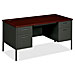 HON P3262NS Double Pedestal Desk, 60'' x 30'' x 29-1/2'', Mahogany/Charcoal, HONP3262NS, HON P3262NS