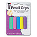 Charles Leonard 80805 Foam Grip, 1/4''D x 1-1/2'', 5/PK, Yellow/Purple/Blue/Red/Green, LEO80805, LEO 80805