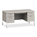 HON 84962ML Double Pedestal Desk, 60'' x 30'' x 29-1/2'', Medium Oak/Putty, HON84962ML, HON 84962ML