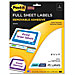 3M 2500-L Full Sheet Labels, Removable, 8-1/2'' x 11'', 25/PK, White, MMM2500L, MMM 2500-L