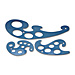 Helix 21561 Templates, French Curves, 3 Piece Set, Blue, HLX21561, HLX 21561