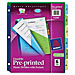Avery 11295 Divider, Pre-Printed, Double Pkt, No.1-6 Tabs, 8-1/2'' x 11'', Ast, AVE11295, AVE 11295