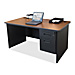 Lorell 67781 Single Pedestal Desk, 60'' x 30'' x 29'', Cherry/Charcoal, LLR67781, LLR 67781