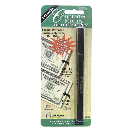 Drimark U.S. Counterfeit Money Detector Pen, BLACK