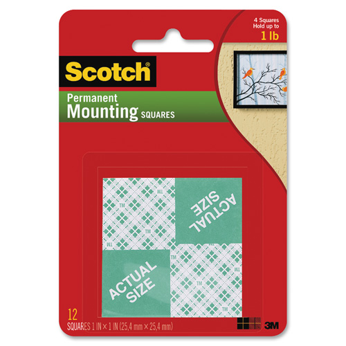 3M Scotch Foam Mounting Squares, GRAY