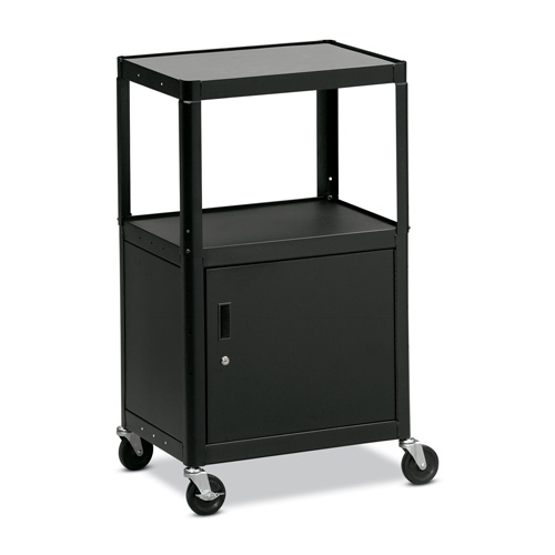 Projection Cart,Adjust.,Locking Cabinet,24"x18"x26-42",BK