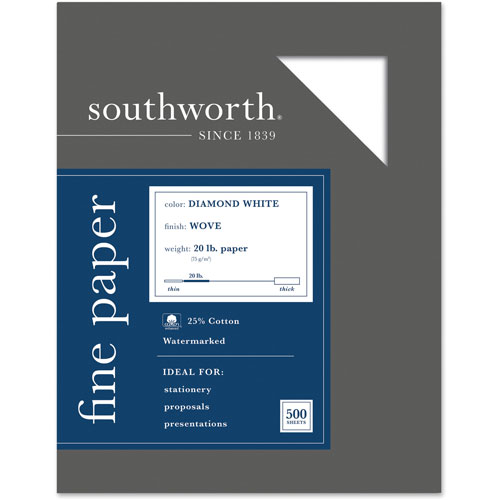 Diamond White Paper, 24 lb., 8-1/2"x11", 500/BX, White