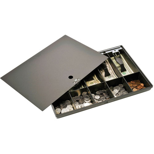 MMF Industries Cash Drawer Tray w/ Locking Cover, BLACK