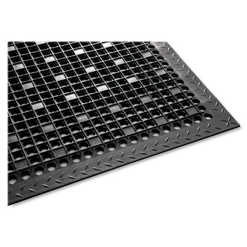 Genuine Joe Versa-lite Anti-microbial Rubber Mat , BLACK