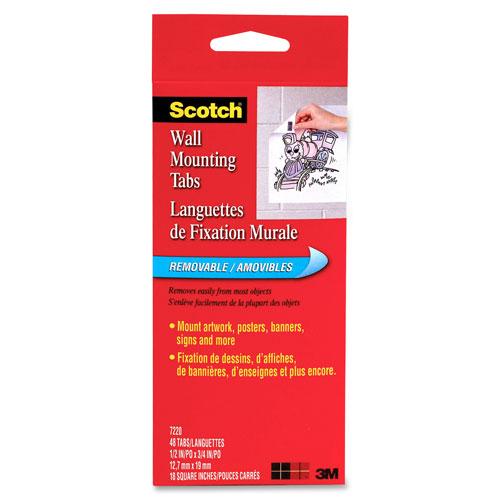 3M Scotch Removable Wall Mounting Tabs, WHITE