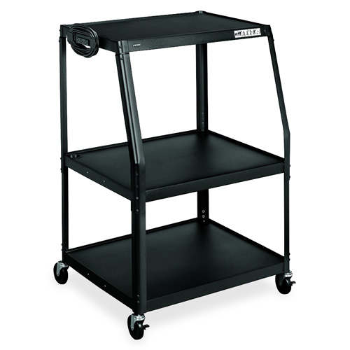 TV/VCR Cart,w/3 Shelves/Outlets,32"x27"x44"-48",Black