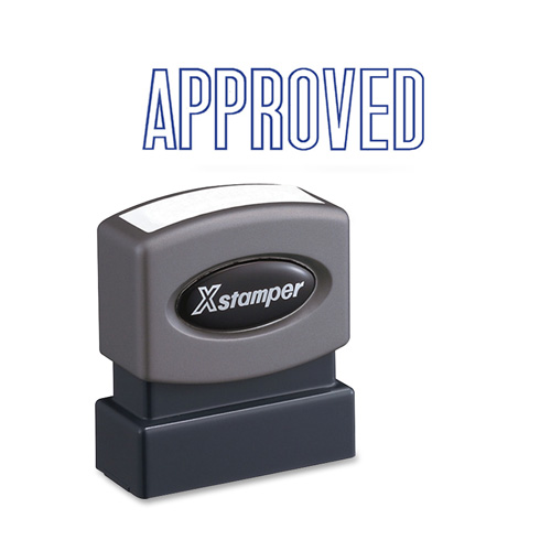 Shachihata Xstamper APPROVED Title Stamp, BLUE