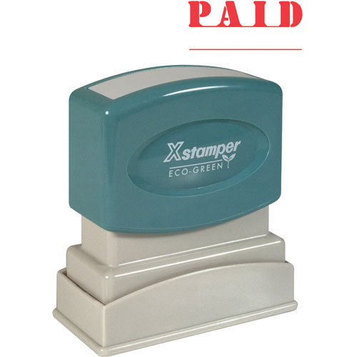 Paid Ink Stamp, 1/2"x1-5/8", Red Ink