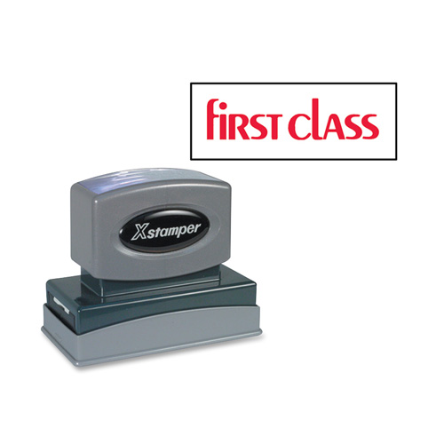 First Class Ink Stamp, Impression 1/2"x1-5/8", Red Ink