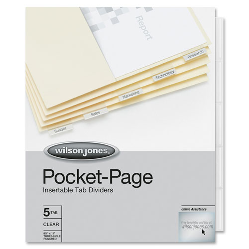 Acco/Wilson Jones 5-Tab Pocket Indexes, MULTI