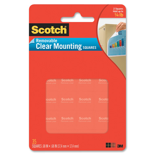 3M Scotch Removable Mounting Squares, CLEAR
